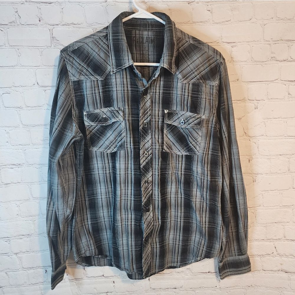 Men's Reclaim longsleeve button-down shirt, size Medium